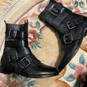 ASH NEW genuine leather Buckle black combat moto boots 39/9/8.5